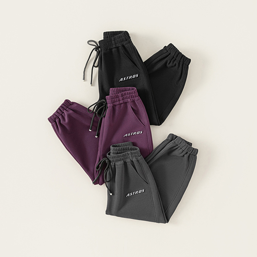 童裝褲子男童衛褲秋款純色運動褲兒童休閒字母印花抽繩束腳褲