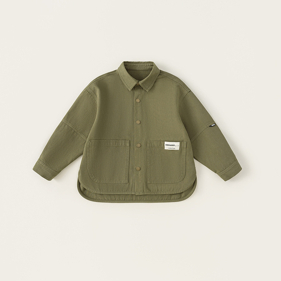 童裝男孩秋裝新款上衣兒童春秋款休閒外套復古長袖襯衫