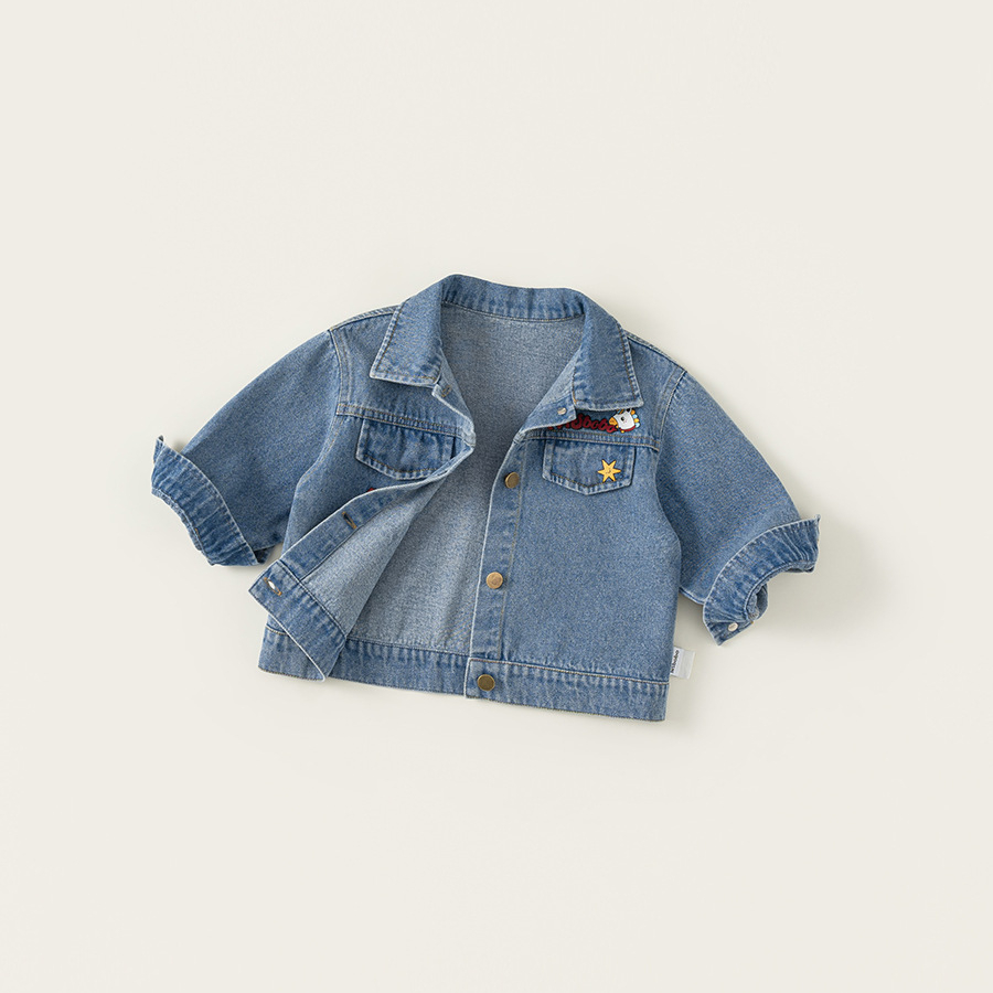 童裝潮流男童外套卡通印花兒童上衣春季新品時尚小童牛仔衣