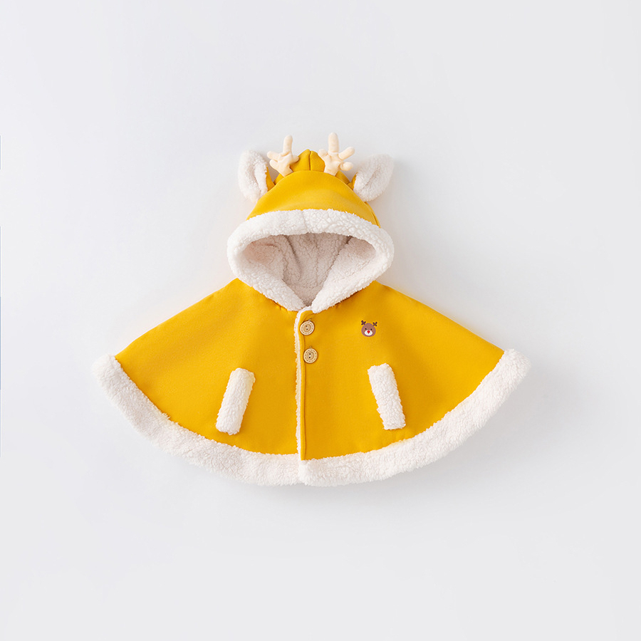 童裝兒童披風冬季加絨小童鹿角小耳朵斗篷女童外套男童上衣