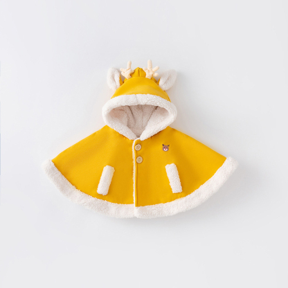 童裝兒童披風冬季加絨小童鹿角小耳朵斗篷女童外套男童上衣