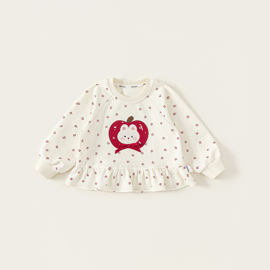 童裝女童衛衣春季新品圓領卡通小童套頭衫蝴蝶結兒童長袖上衣