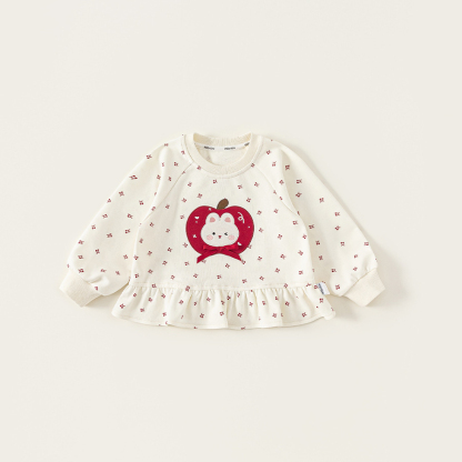 童裝女童衛衣春季新品圓領卡通小童套頭衫蝴蝶結兒童長袖上衣