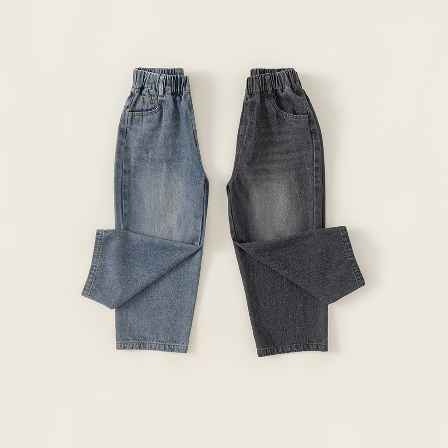 童裝男童長褲百搭韓版褲子中大童秋款新款女童直筒休閒牛仔褲