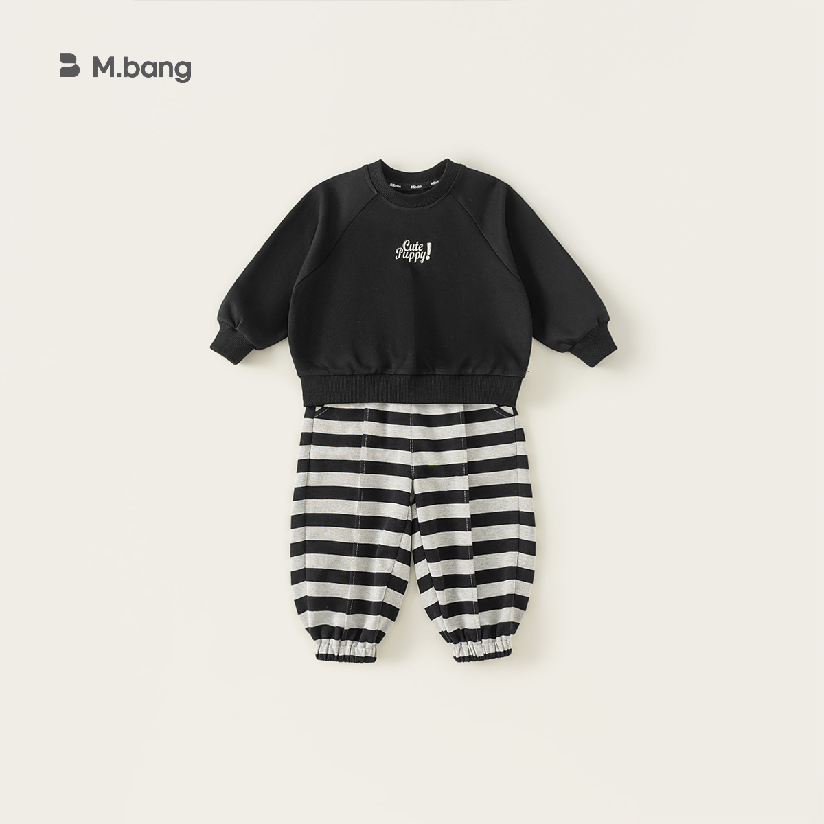 童裝兒童春款衛衣套裝春季男寶寶套頭上衣女童條紋衛褲兩件套