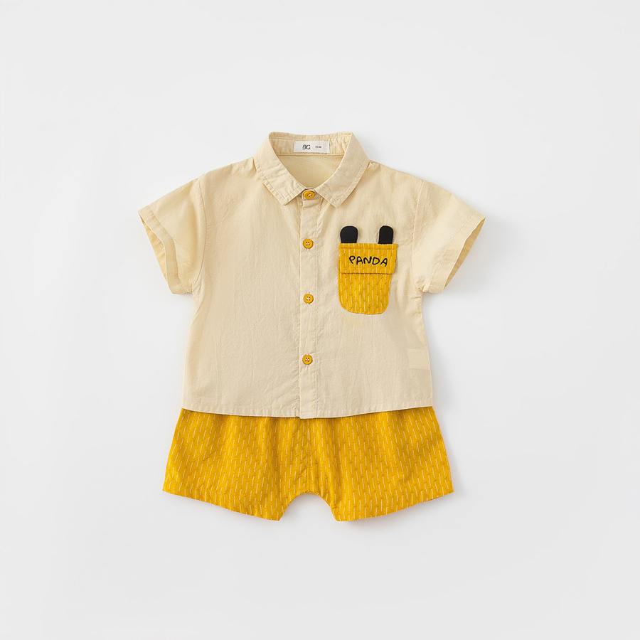 童裝夏季休閒男童襯衫短褲兒童兩件套寶寶夏裝套裝小童休閒裝