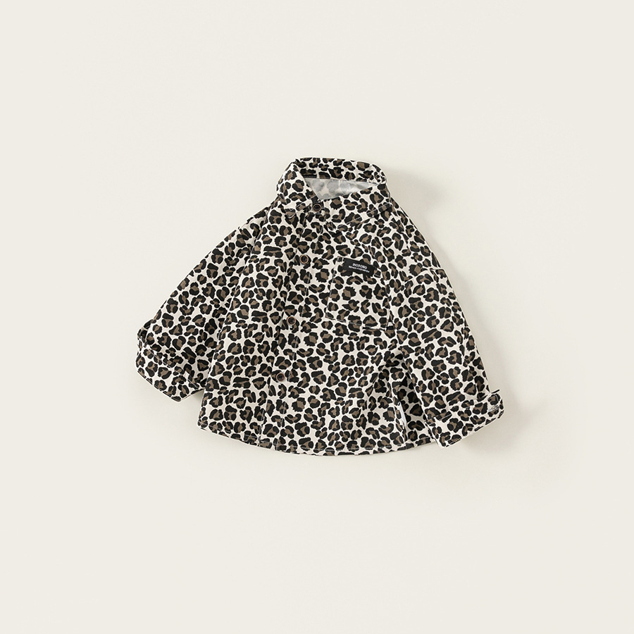 童裝男童襯衫時髦豹紋兒童上衣春季新品滿印寶寶衣服時尚單品