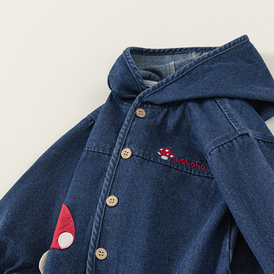 童裝兒童上衣秋款衣服蘑菇刺繡女童長袖女孩子牛仔衣休閒外套