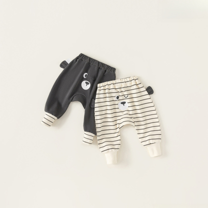 童裝兒童褲子秋季新品男寶寶卡通條紋大pp褲子女嬰兒秋裝長褲