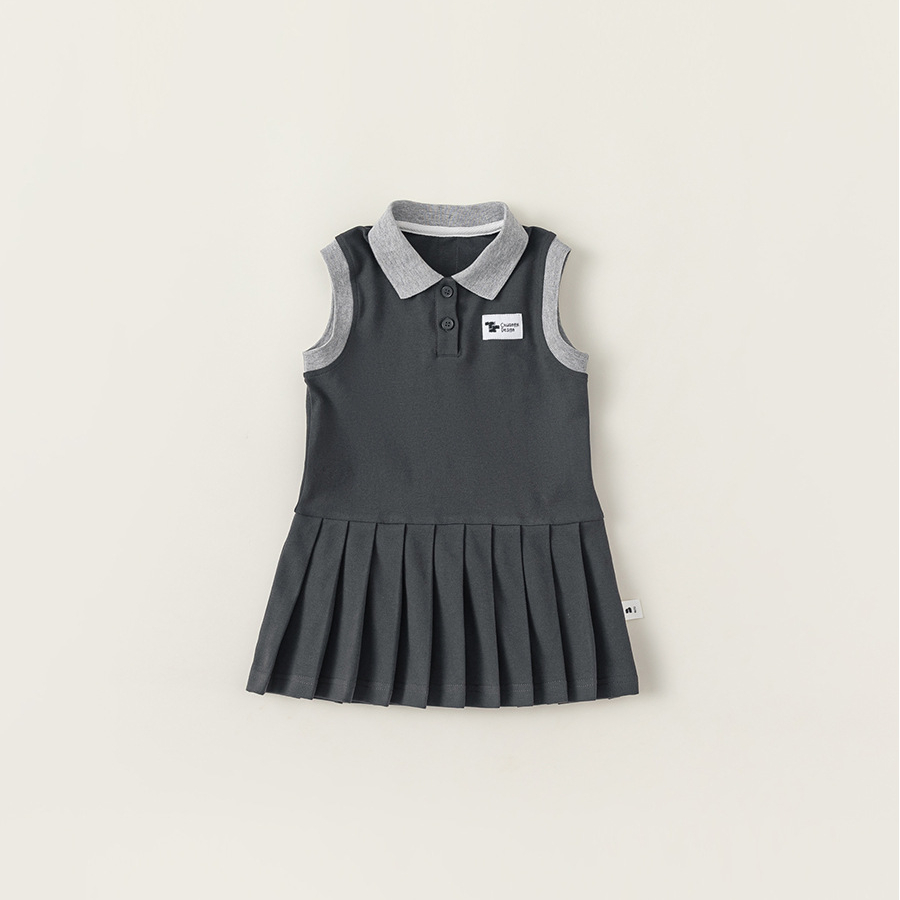童裝女童學院風背心裙夏季兒童連衣裙小女孩POLO裙小童百褶裙