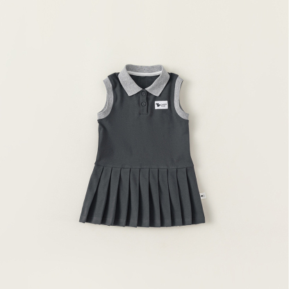 童裝女童學院風背心裙夏季兒童連衣裙小女孩POLO裙小童百褶裙