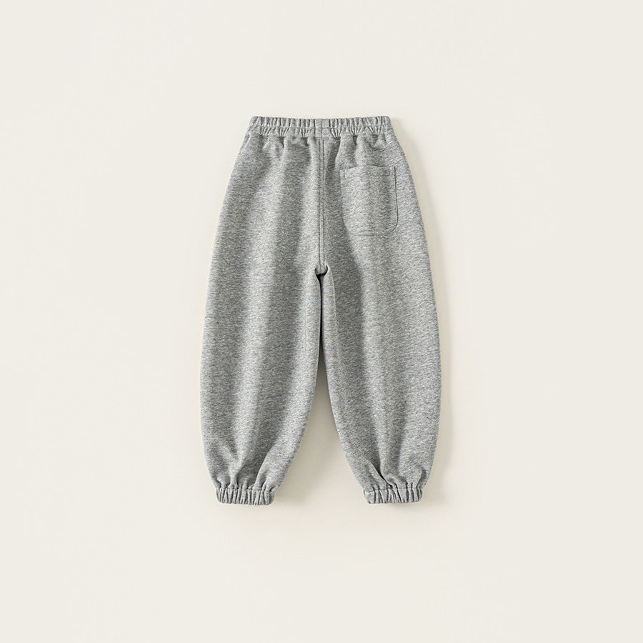 童裝中大童褲子男童長褲簡約刺繡運動褲女孩子衛褲兒童休閒褲