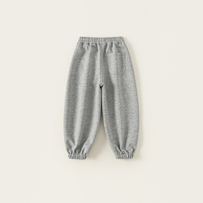 童裝中大童褲子男童長褲簡約刺繡運動褲女孩子衛褲兒童休閒褲