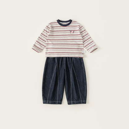 童裝男童套裝冬季新品T恤長褲三合一羽絨服外套女童四件套