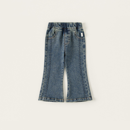 童裝女童牛仔褲春季新品潮流小童喇叭褲百搭兒童褲子寶寶長褲