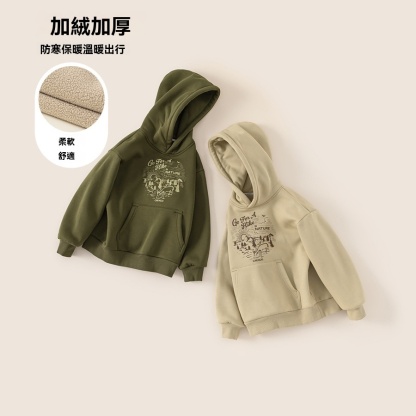 童裝中大童上衣冬款男孩帽衫男童冬裝連帽加絨衛衣新款