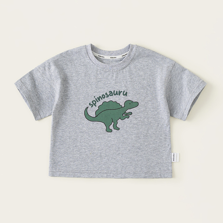 童裝夏款休閒童裝女童圓領寬鬆上衣T恤男童恐龍印花短袖