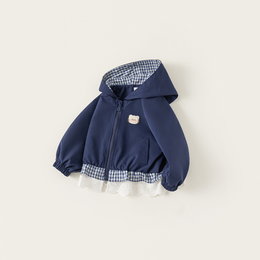 童裝女童外套春季新品連帽花邊兒童拉鍊衫衣服百搭中小童上衣