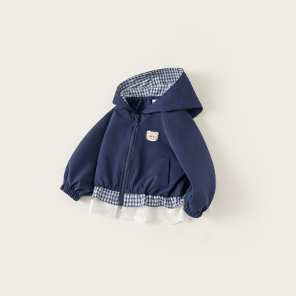 童裝女童外套春季新品連帽花邊兒童拉鍊衫衣服百搭中小童上衣