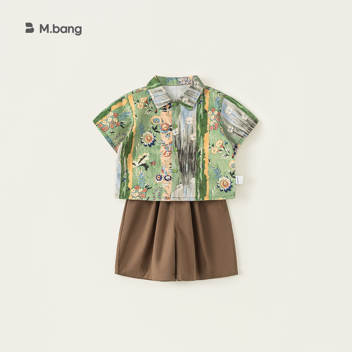 童裝男童夏裝兩件套年新款兒童短袖塗鴉襯衣寶寶短褲套裝