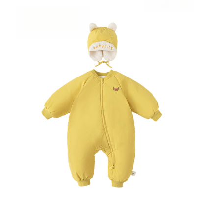童裝兒童羽絨爬服白鴨絨寶寶斜拉鍊卡通羽絨服帽子包腳嬰幼兒