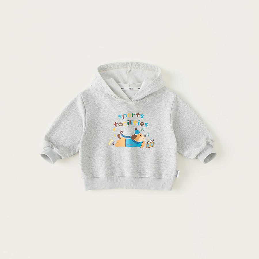 童裝兒童春款新品寬鬆長袖男童狗狗印花上衣女童連帽百搭衛衣