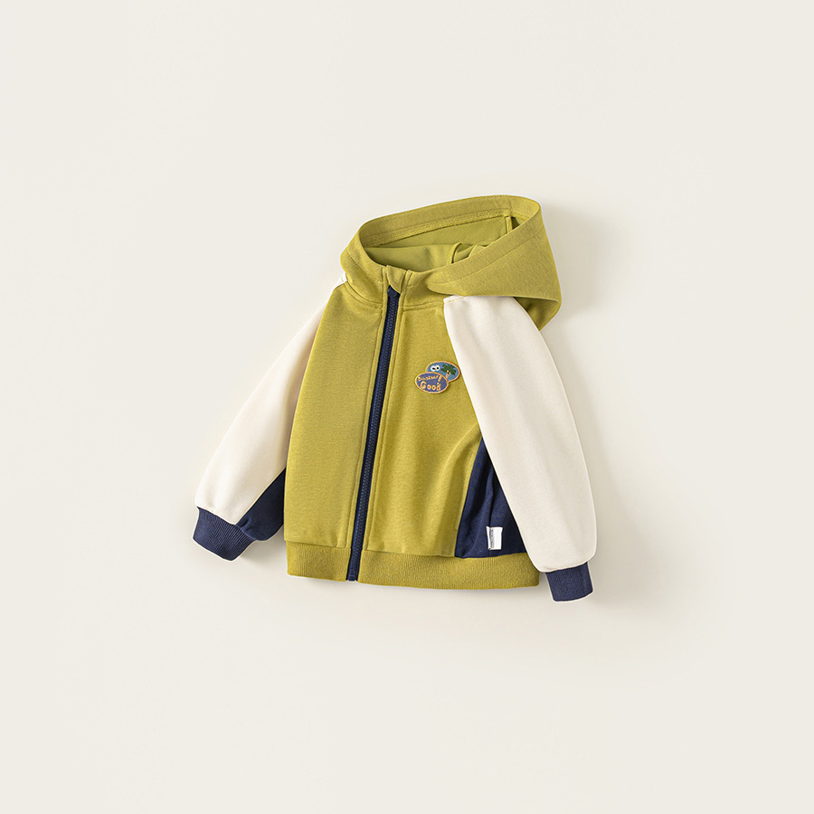 童裝中小童上衣男孩子運動風衛衣秋款撞色長袖男童連帽外套