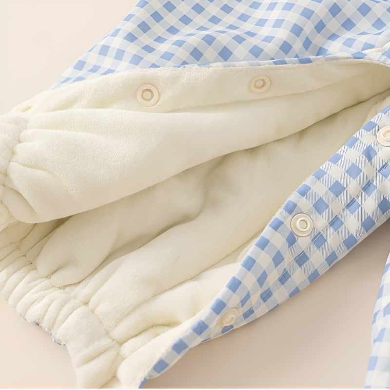 嬰童秋裝假兩件揹帶褲格紋花邊新生兒衣服寶寶連體衣女童爬服