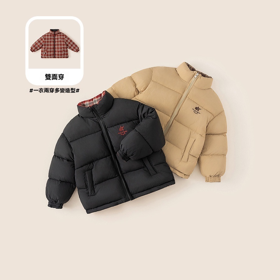 童裝兒童棉服冬季新款加厚保暖百搭雙面穿女童外套冬裝