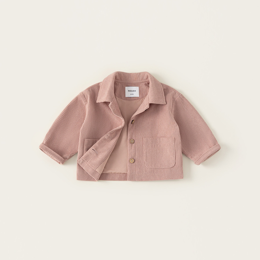 童裝秋款童裝新品翻領兒童上衣女孩子燈芯絨衣服簡約女童外套