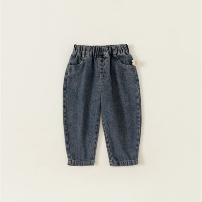 童裝男童牛仔褲卡通休閒兒童長褲春秋女童褲子防風小童外穿褲