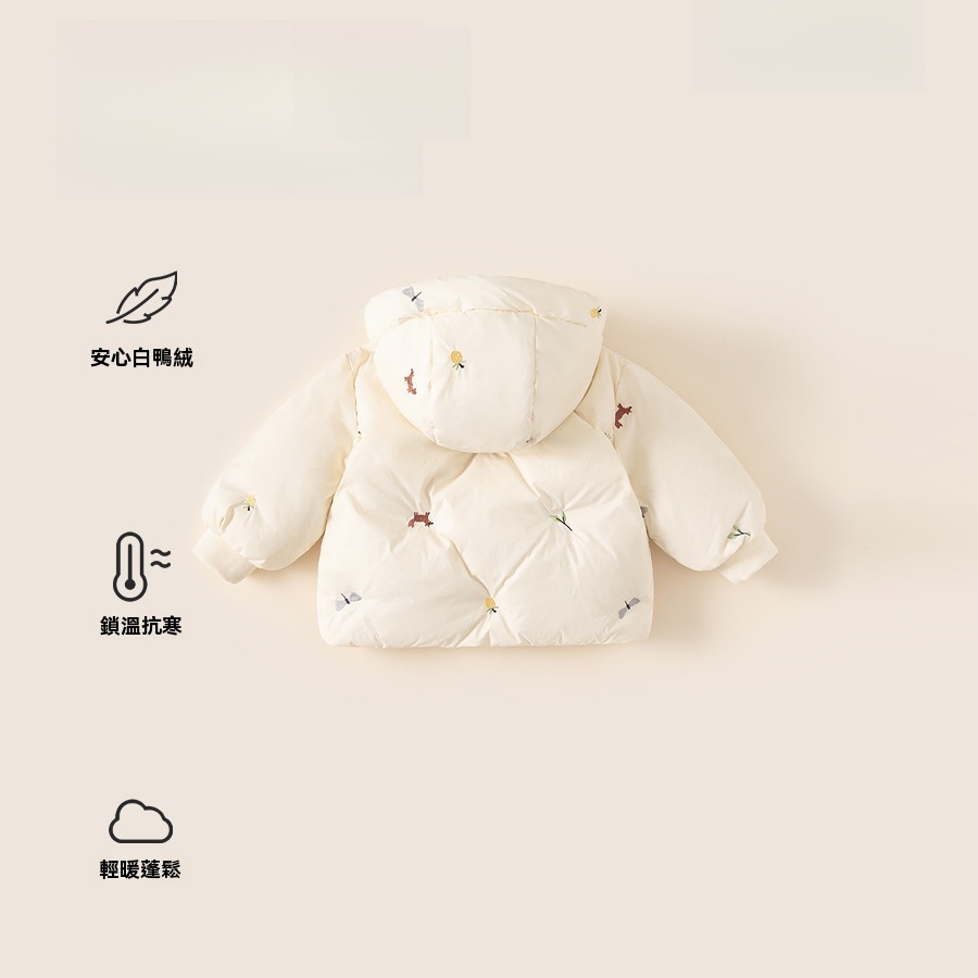 童裝兒童上衣保暖冬裝女寶寶羽絨外套連帽衣服刺繡女童羽絨服