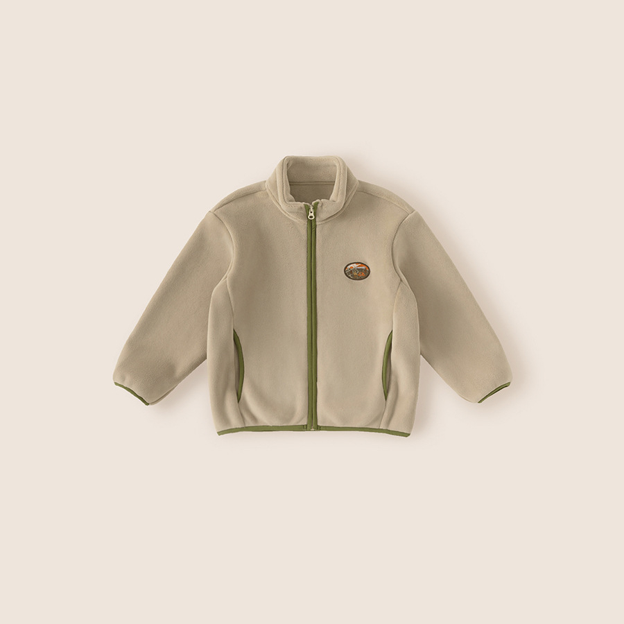 童裝雙面奧粒絨保暖開衫兒童加絨外套秋冬款男童冬裝立領上衣