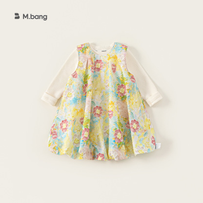 童裝女童套裝裙春季新品彩色寬鬆無袖連衣裙打底衫小童兩件套