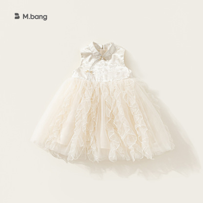 童裝女童裙子春季新品無袖網紗兒童蛋糕裙公主裙甜美小童長裙