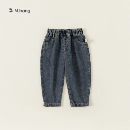 童裝男童牛仔褲卡通休閒兒童長褲春秋女童褲子防風小童外穿褲