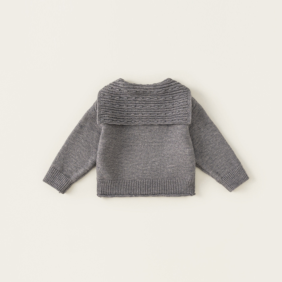 童裝女童純色針織毛衣秋季新款套頭衫中小童大翻領毛線衣兒童