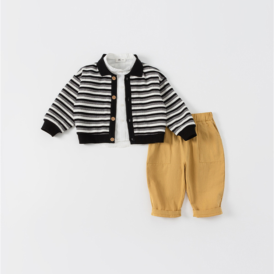 童裝男童針織上衣春秋裝兒童衣服潮酷三件套春款男寶寶秋套裝