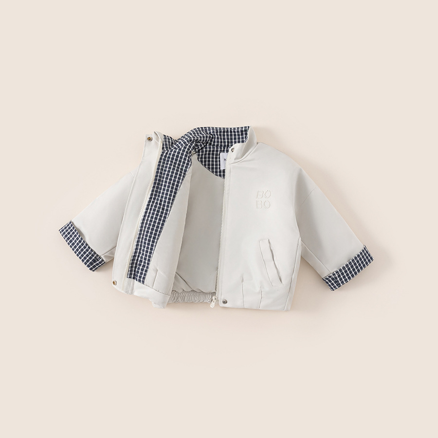 女童上衣撞色格子立領男童衣服冬季新品絎棉加厚兒外套潮