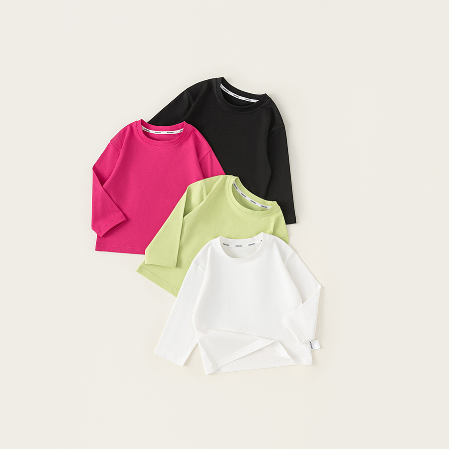 童裝男童長袖兒童T恤春秋寶寶內搭衣服純色女童打底衫潮