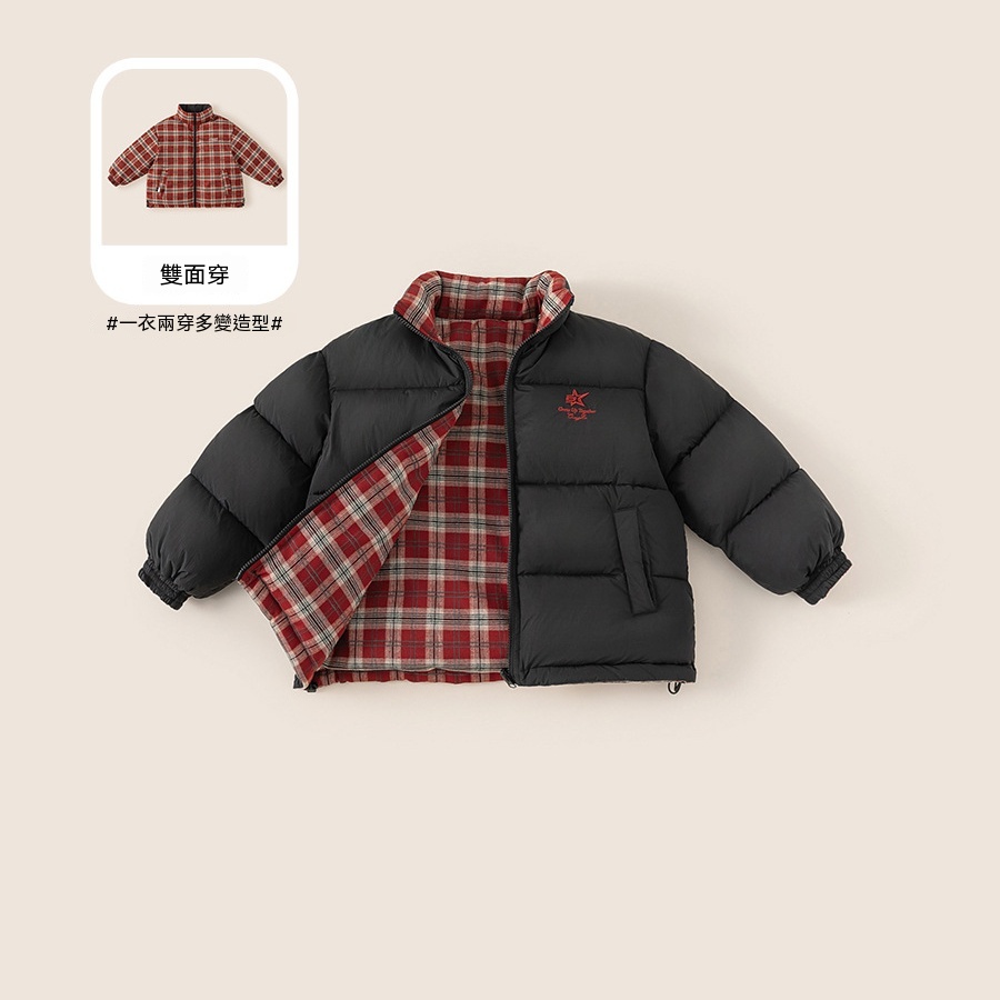 童裝兒童棉服冬季新款加厚保暖百搭雙面穿女童外套冬裝