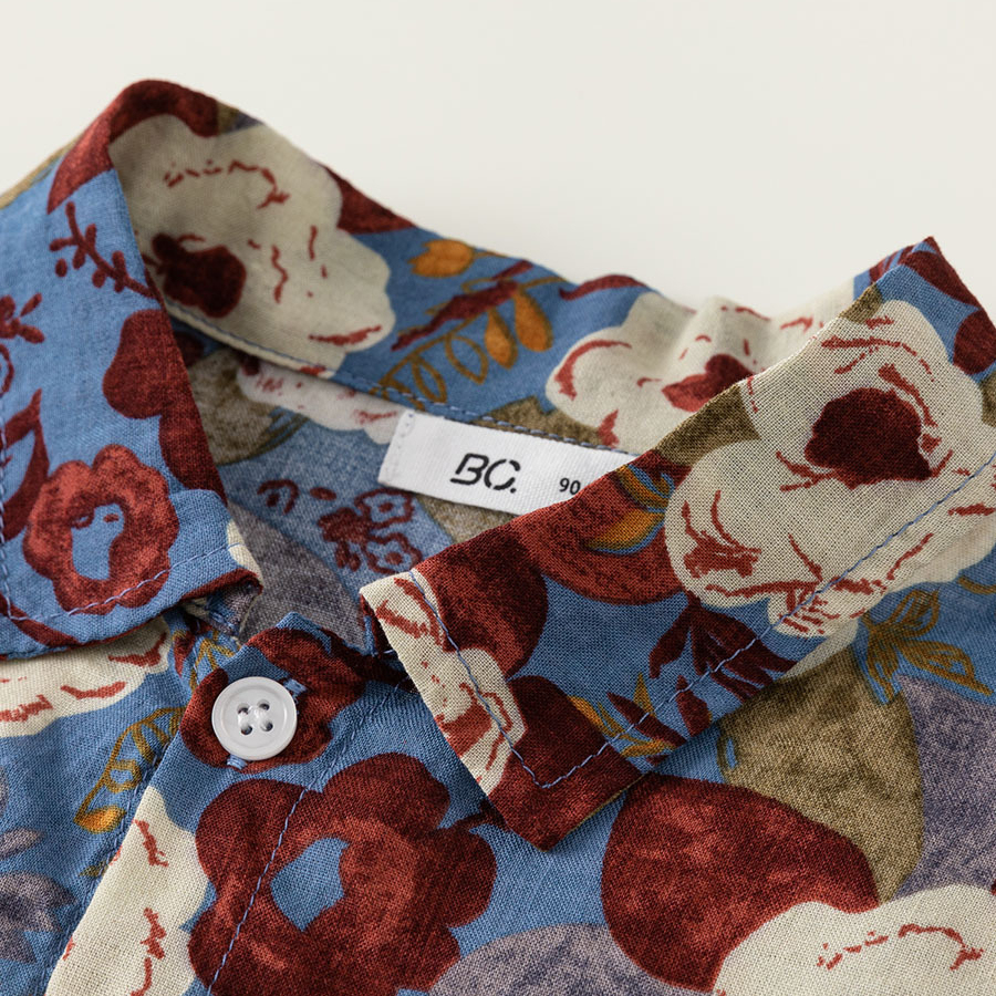 童裝男童夏裝套裝花襯衫兩件套束腳闊腿褲兒童度假港風套裝