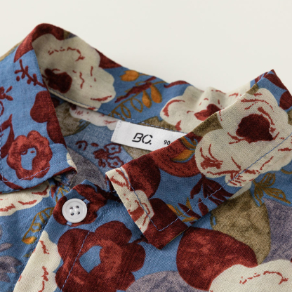 童裝男童夏裝套裝花襯衫兩件套束腳闊腿褲兒童度假港風套裝