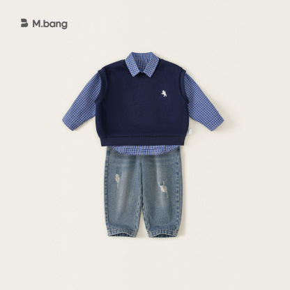 童裝秋季襯衫寶寶衣服兒童秋裝馬甲上衣二件套潮男童套裝