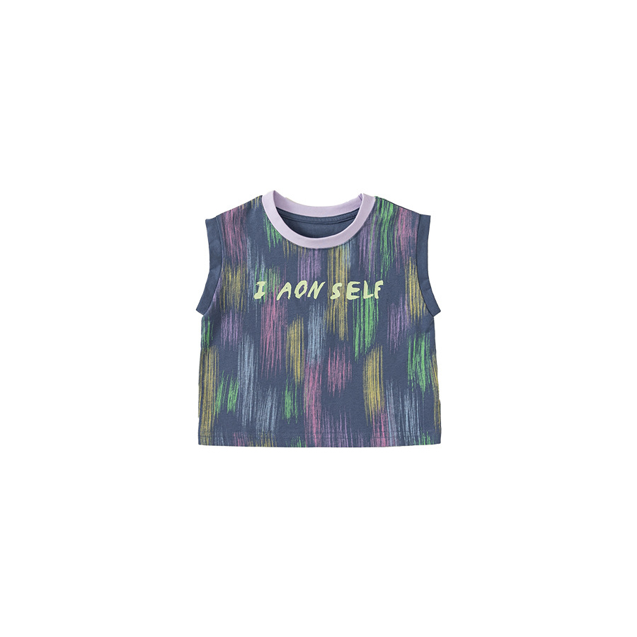 童裝男童背心夏裝2025夏季新款兒童無袖T恤字母上衣