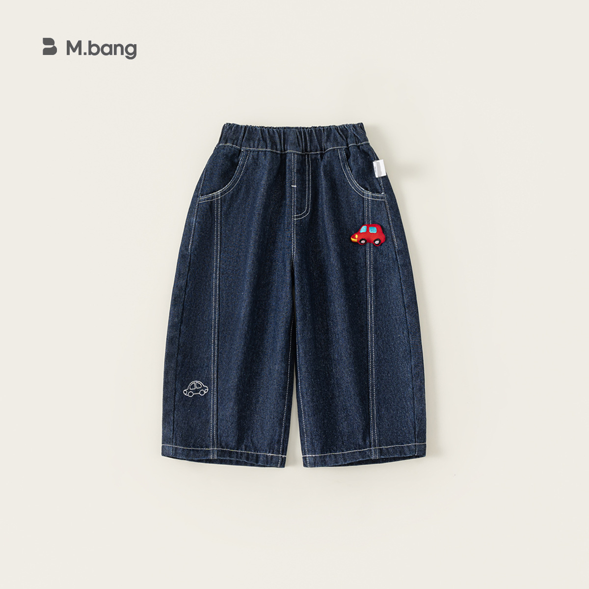 童裝女童褲子春季新品拼接洋氣兒童直筒褲卡通中小童牛仔褲潮