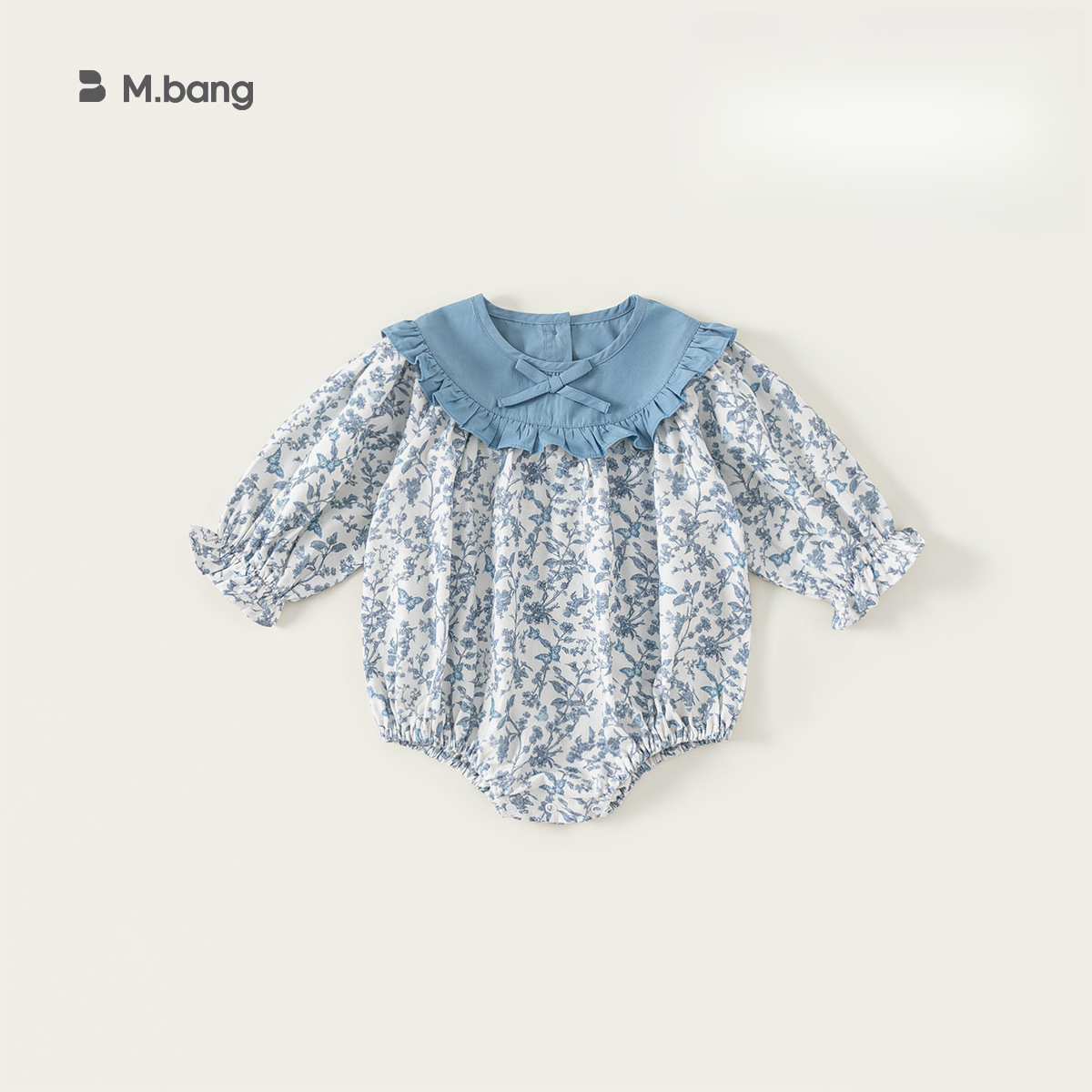 童裝新款女寶寶衣服洋氣碎花秋裝兒童連體衣花邊領女童爬服