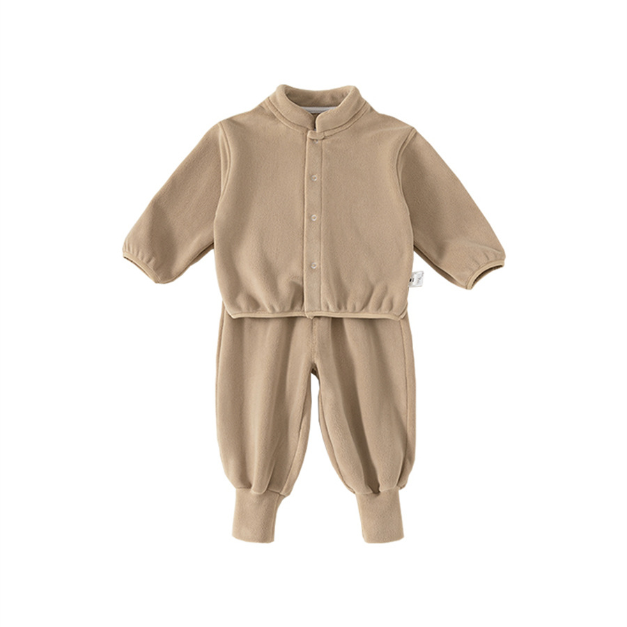 兒童秋季衛衣兩件套男童雙面絨寶寶加絨長褲套裝小童家居服