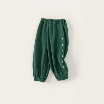 春秋款兒童長褲繡花男孩子休閒褲純色衛褲運動束腳褲男童褲子