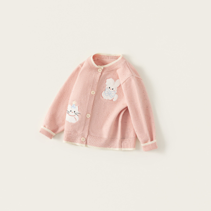 童裝女童毛衣春季新品粉色甜美寶寶上衣開衫毛線針織兒童外套